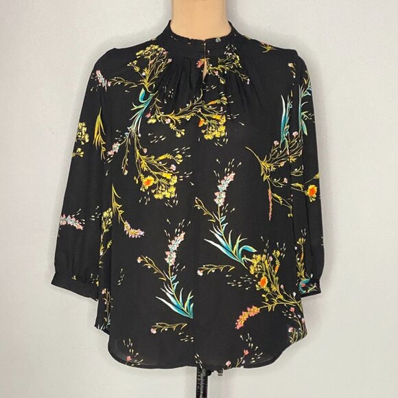 Worthington Women's Blouse Split Neck Petite Floral-Print Split-Neck arge - Picture 3 of 9